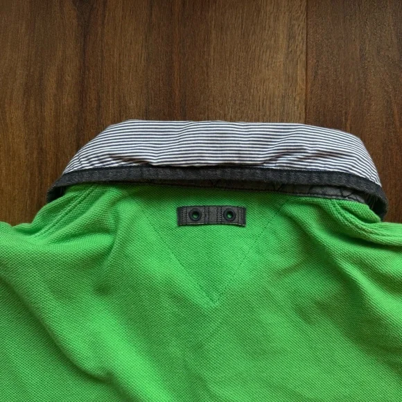 Tommy Hilfiger Vintage Green Rugby Polo Shirt M Patch Logo Short Sleeve Preppy - Picture 7 of 7